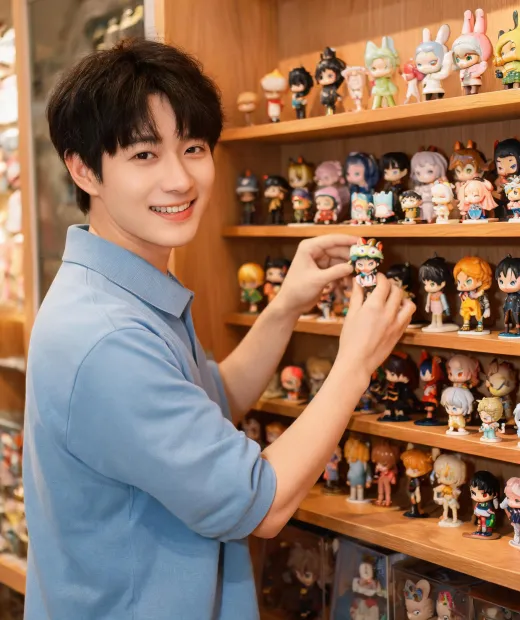 Gift advisor arranging figurines